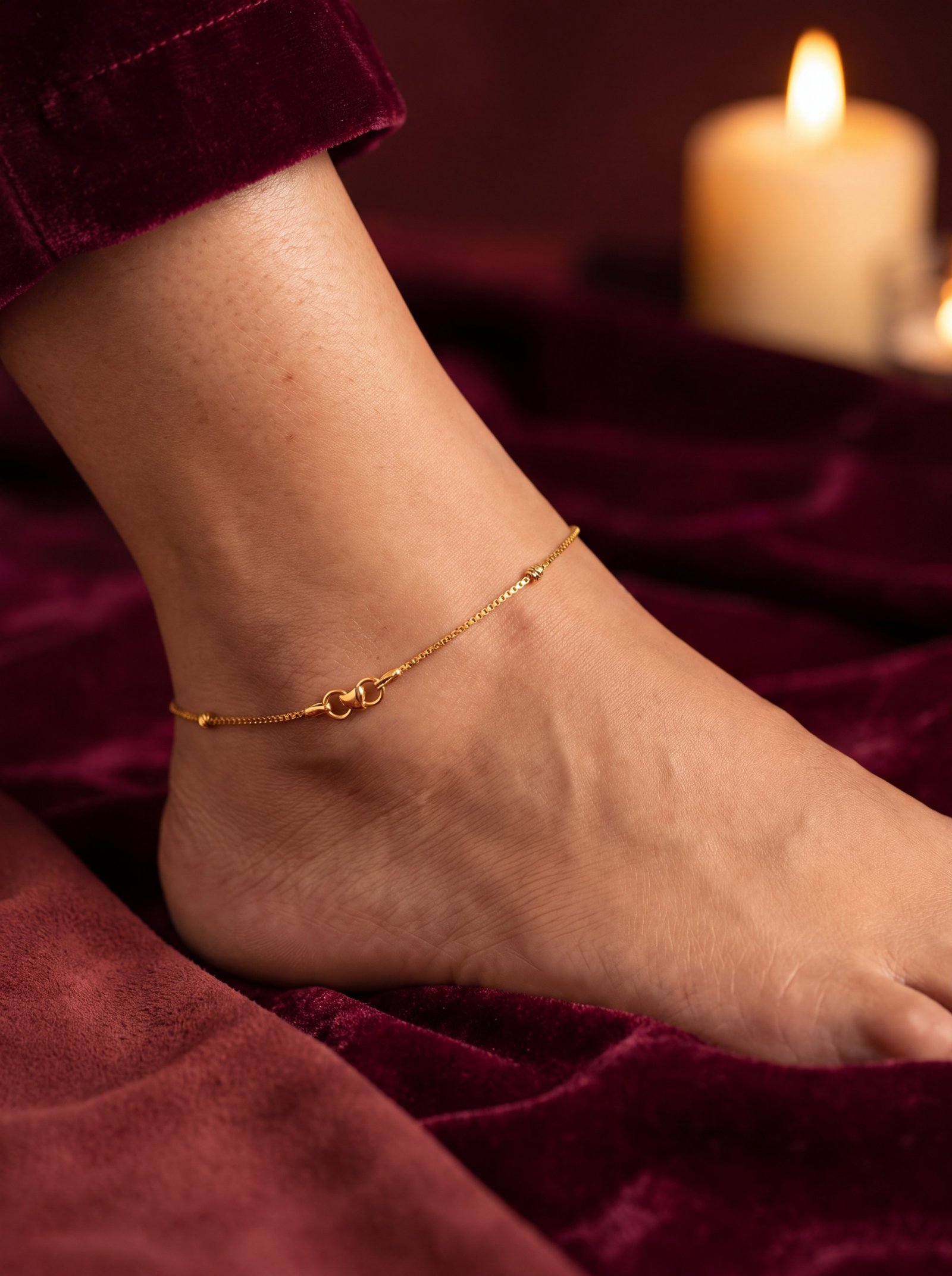 CYLINDRICAL BALL 9K ANKLETS