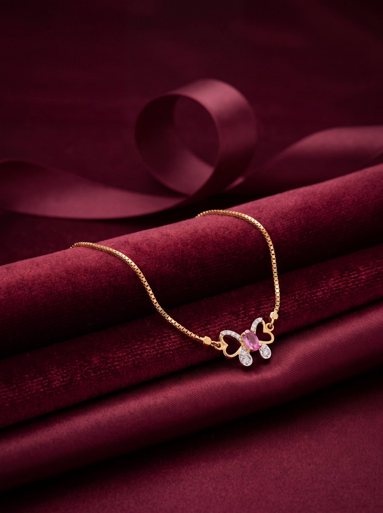 PINK BUTTERFLY  DIAMOND BRACELET