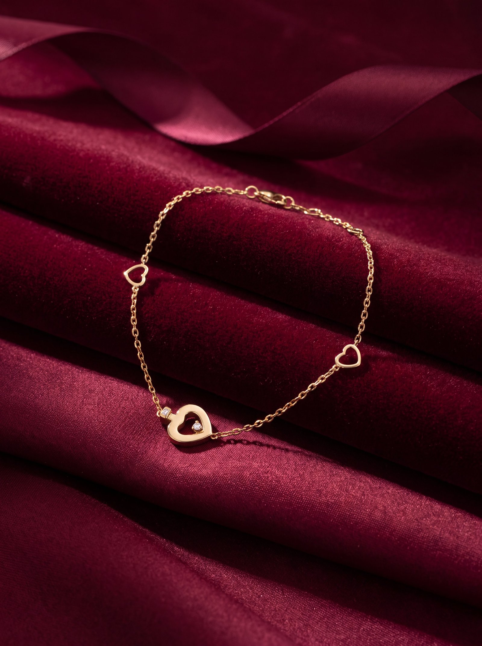 TRIPLE OPEN HEART DIAMOND LADIES BRACELET