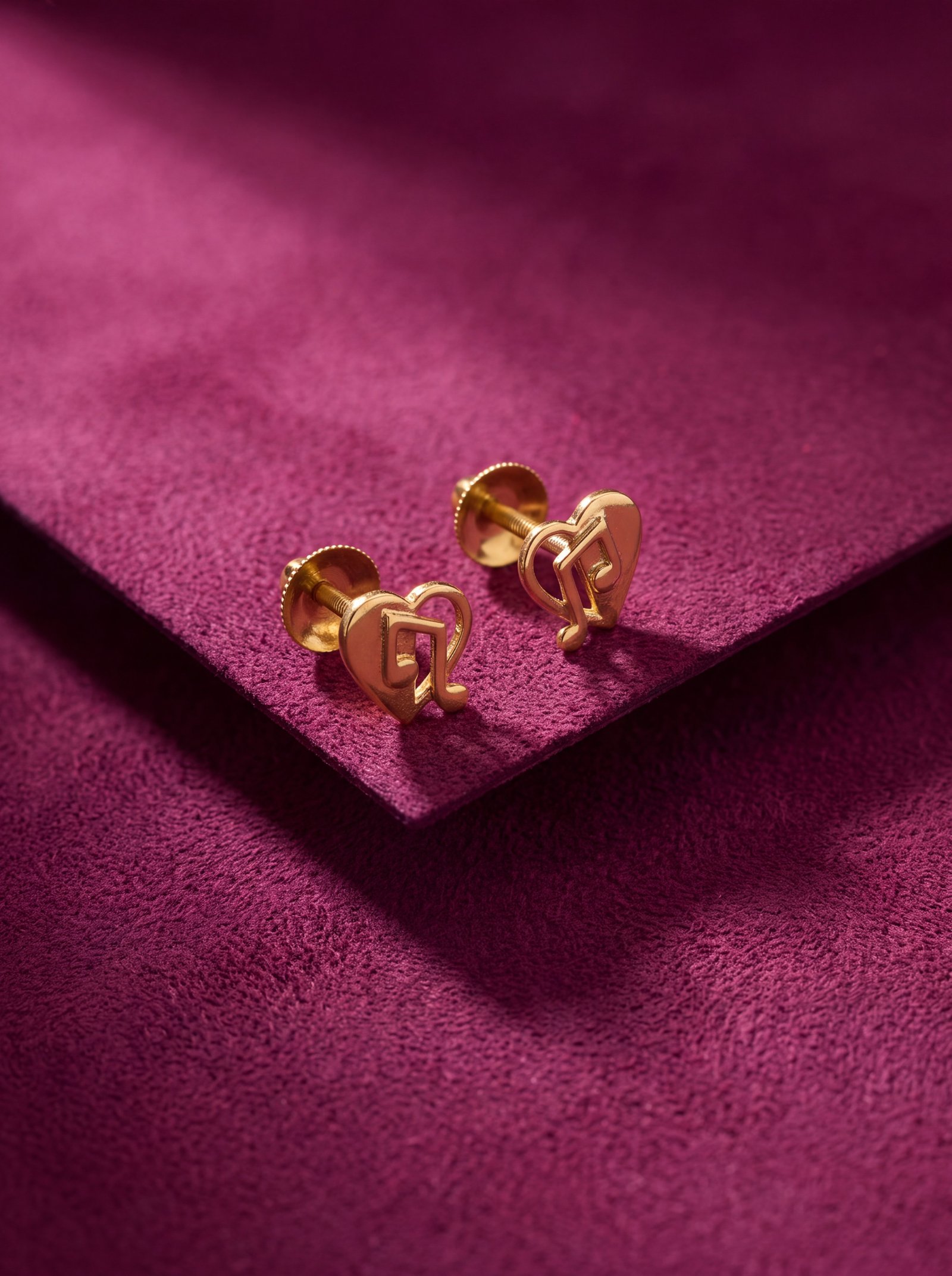 HEART MUSICAL TONE 9K STUDS