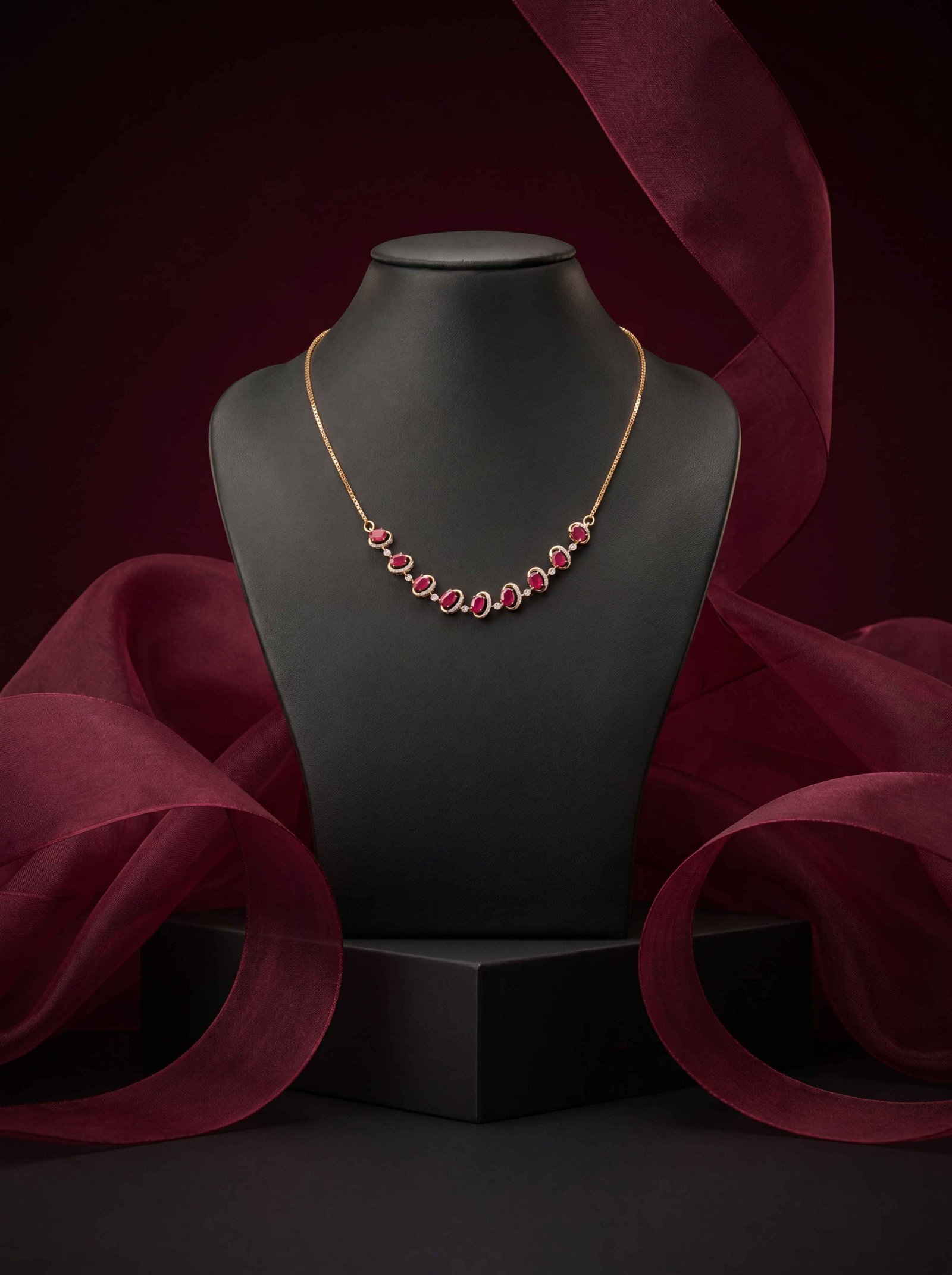  SEMI RUBY Diamond  Necklace