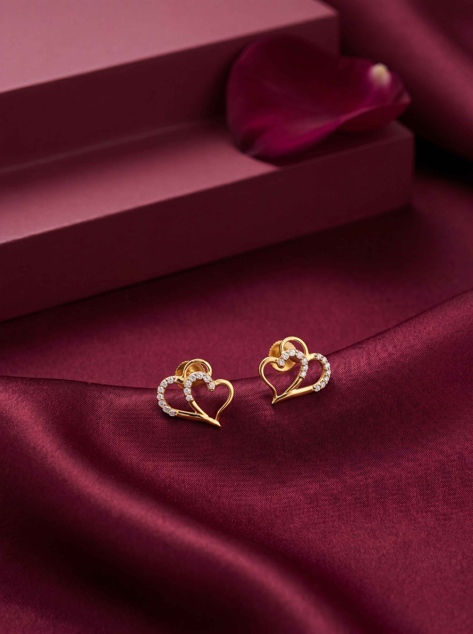 Double Heart Diamond Studs