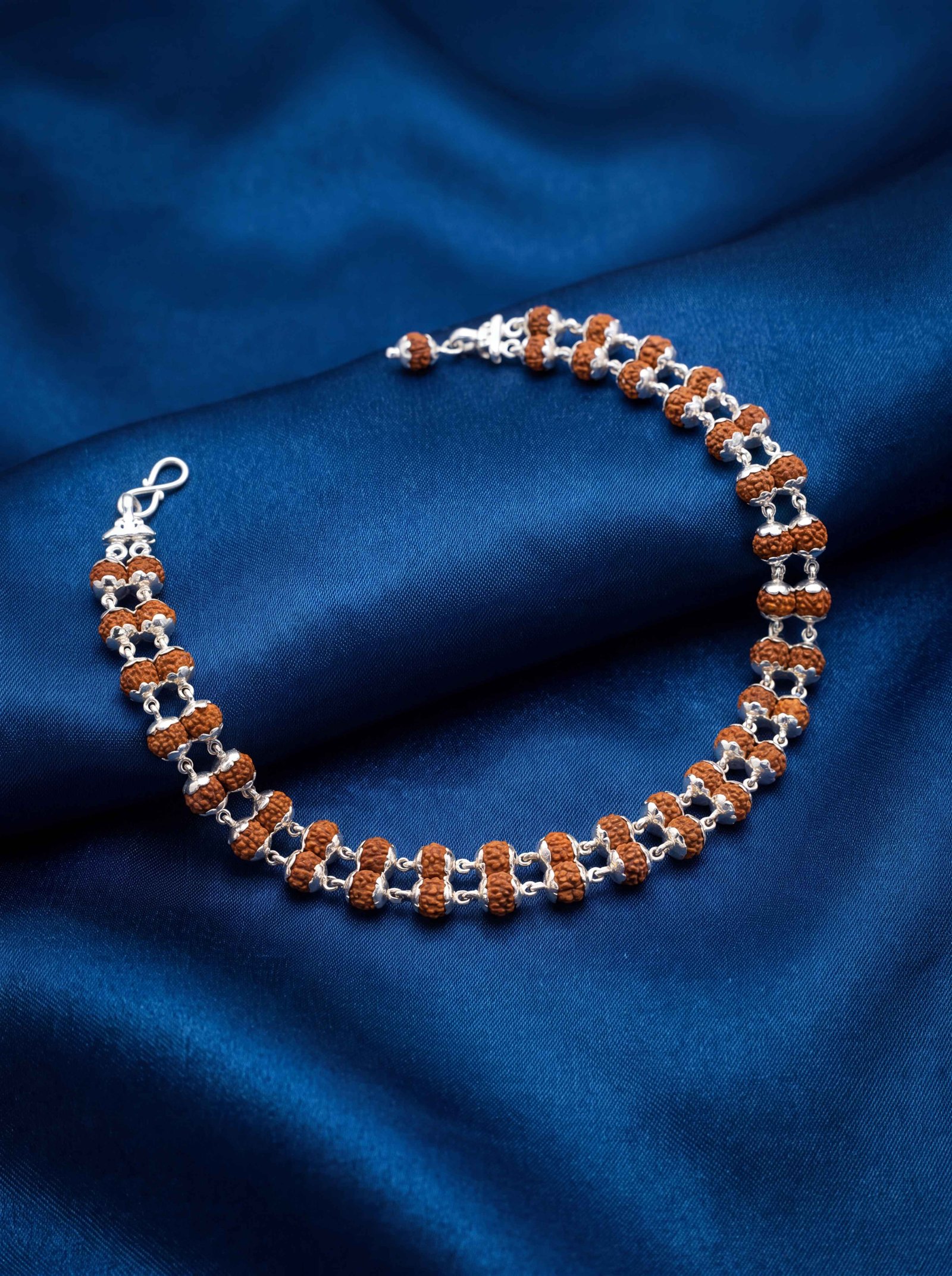 RUDRAKSHAM DOUBLE LAYER SILVER BRACELET