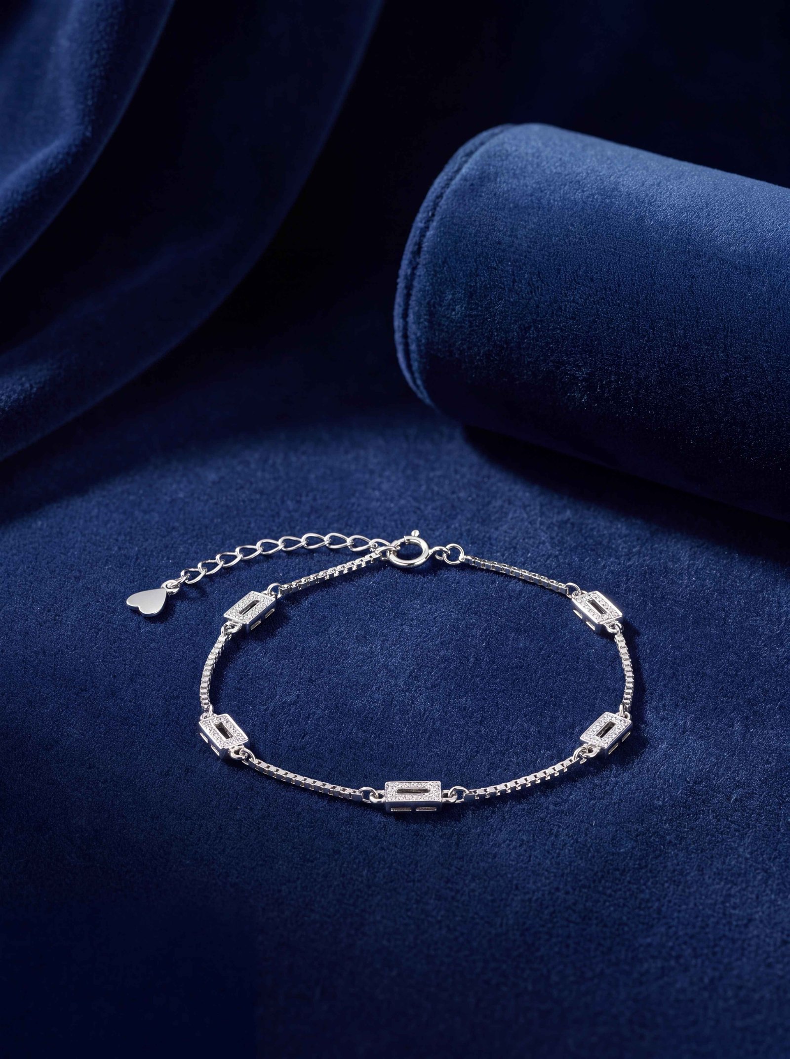 Open Rectagular Silver  Bracelet