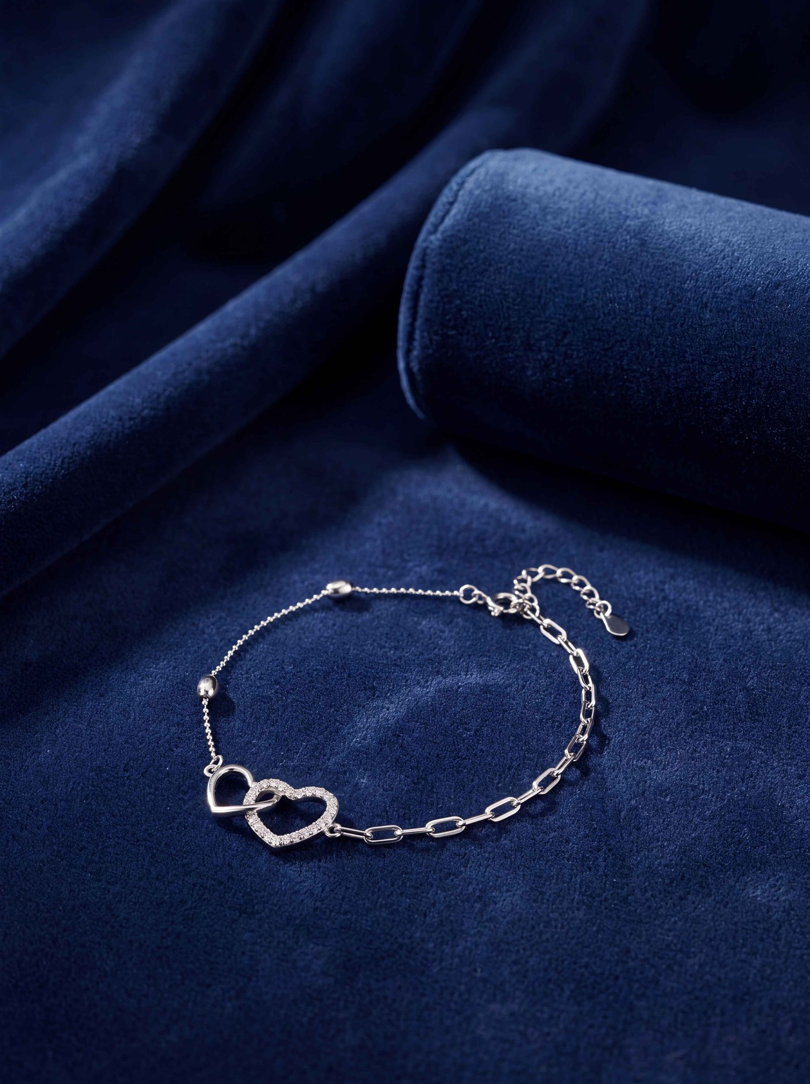 Double Heart Silver Bracelet
