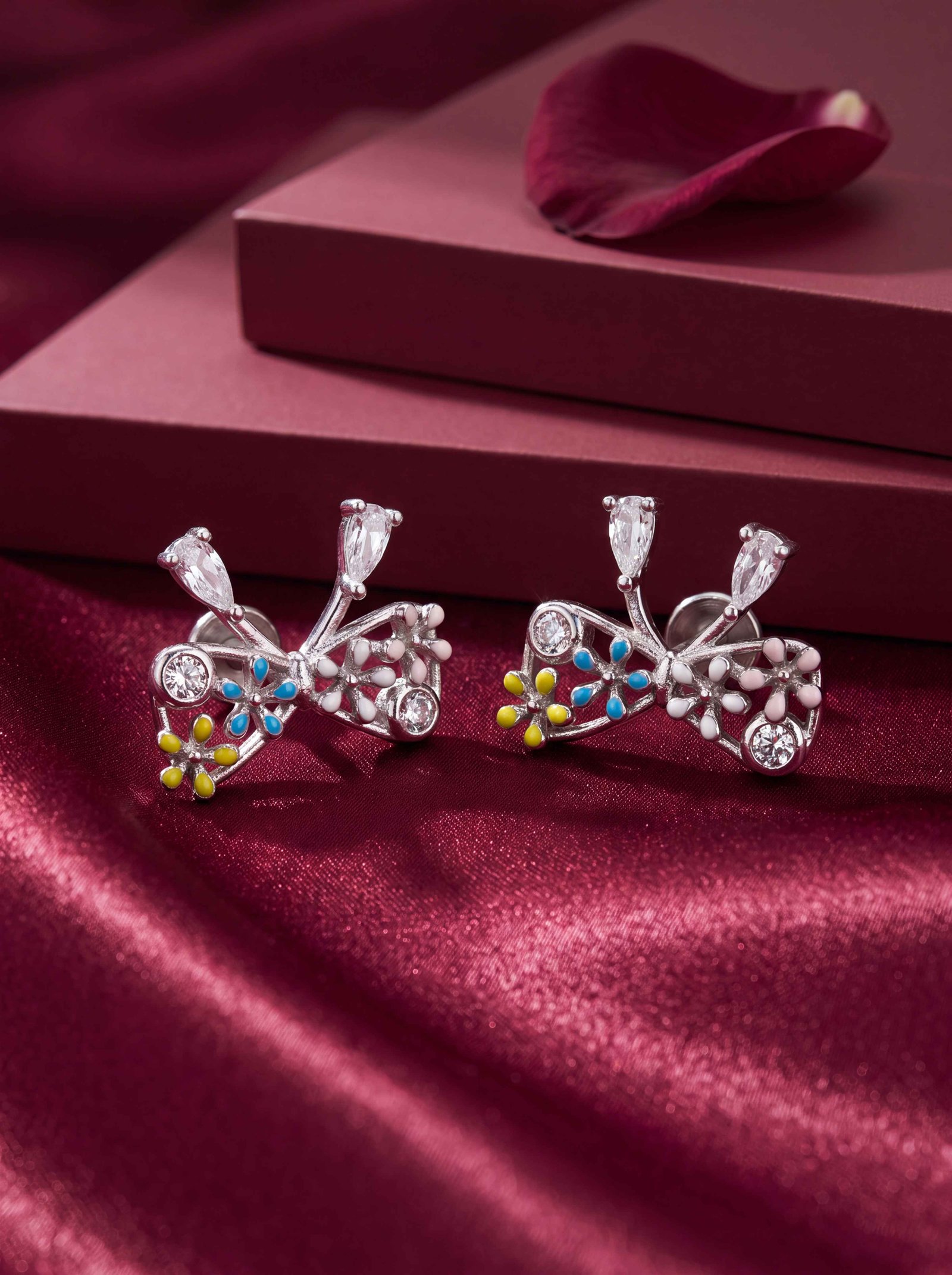 BUTTERFLY CLUSTER SILVER STUDS