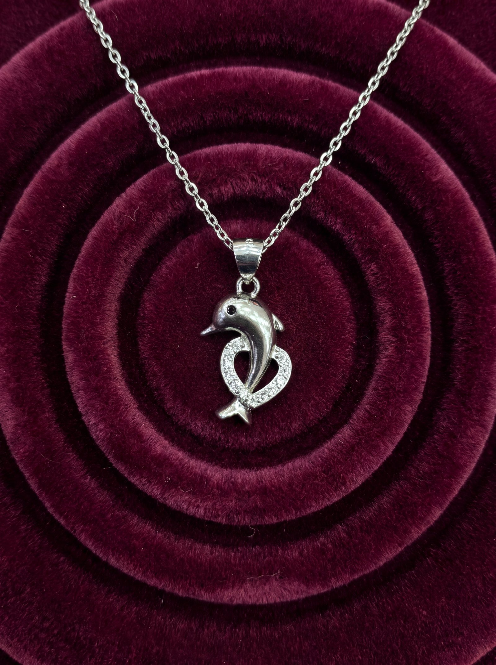 DOLPHIN HEART SILVER PENDANT