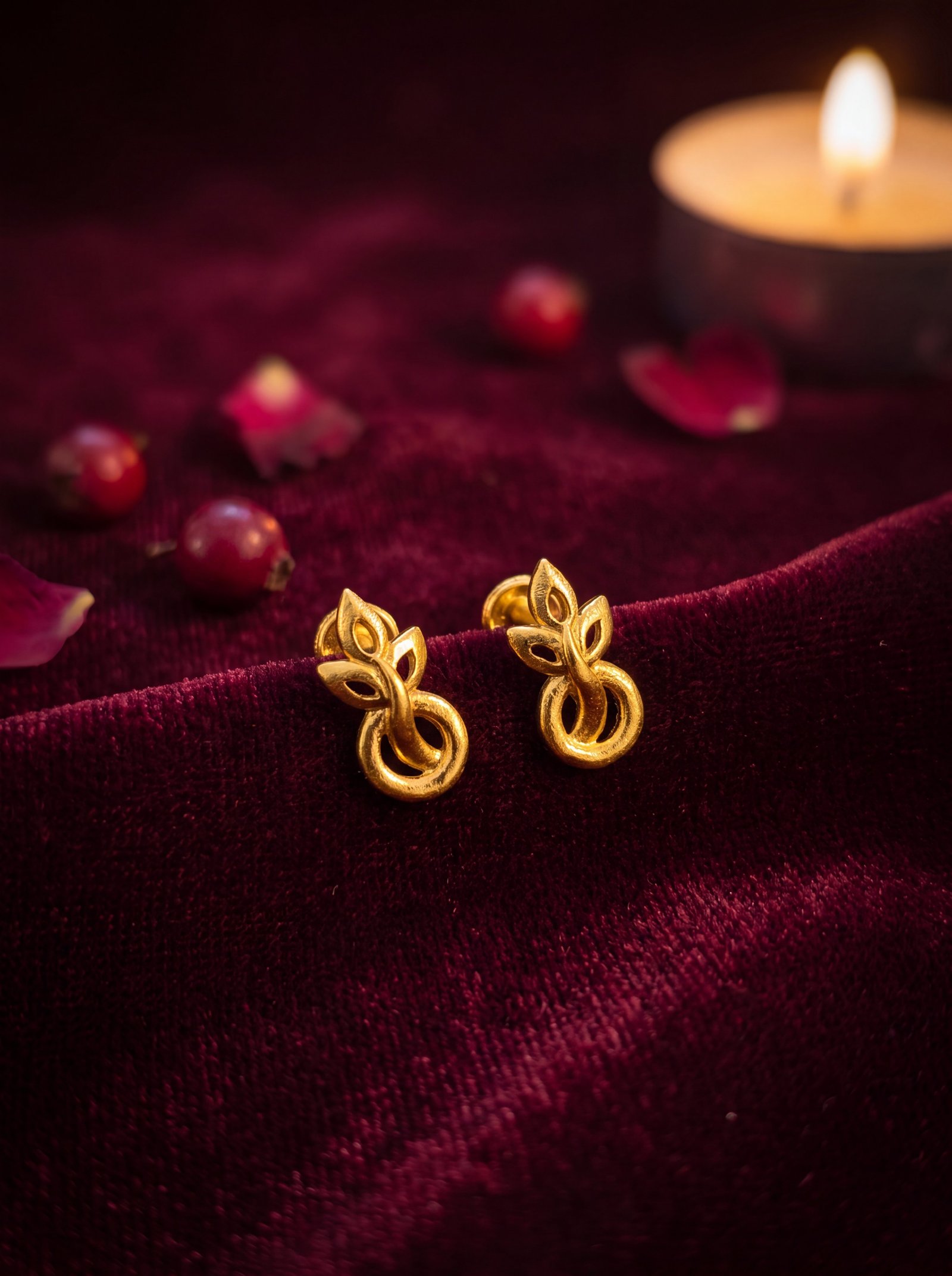 FLORAL LEAF 22K STUDS