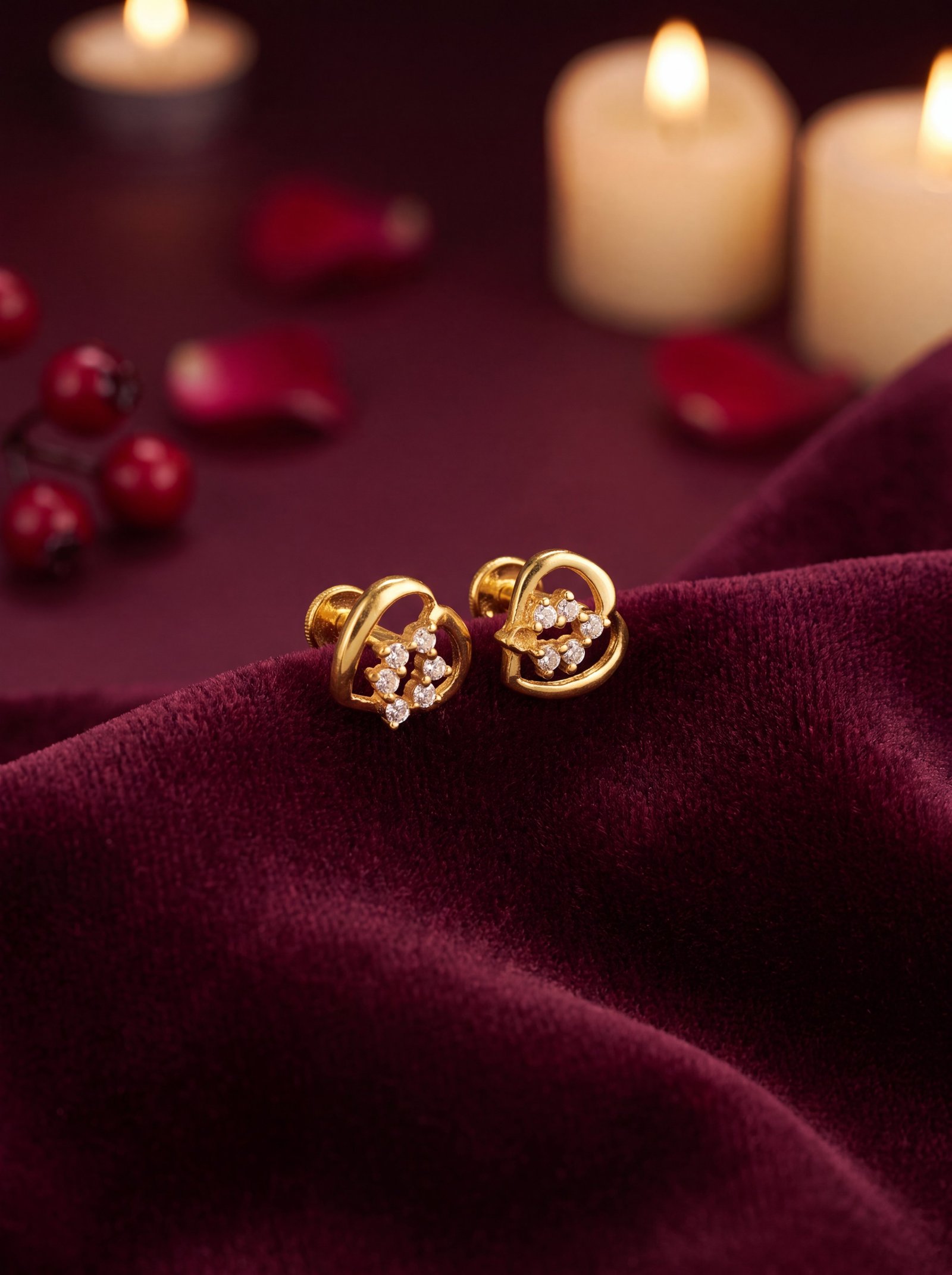 OPEN HEART 22K STUDS
